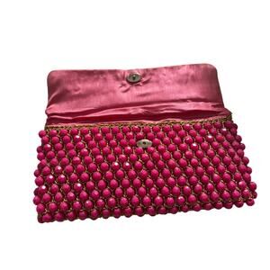 Vintage hot pink beaded made in Italy clutch Barbie core